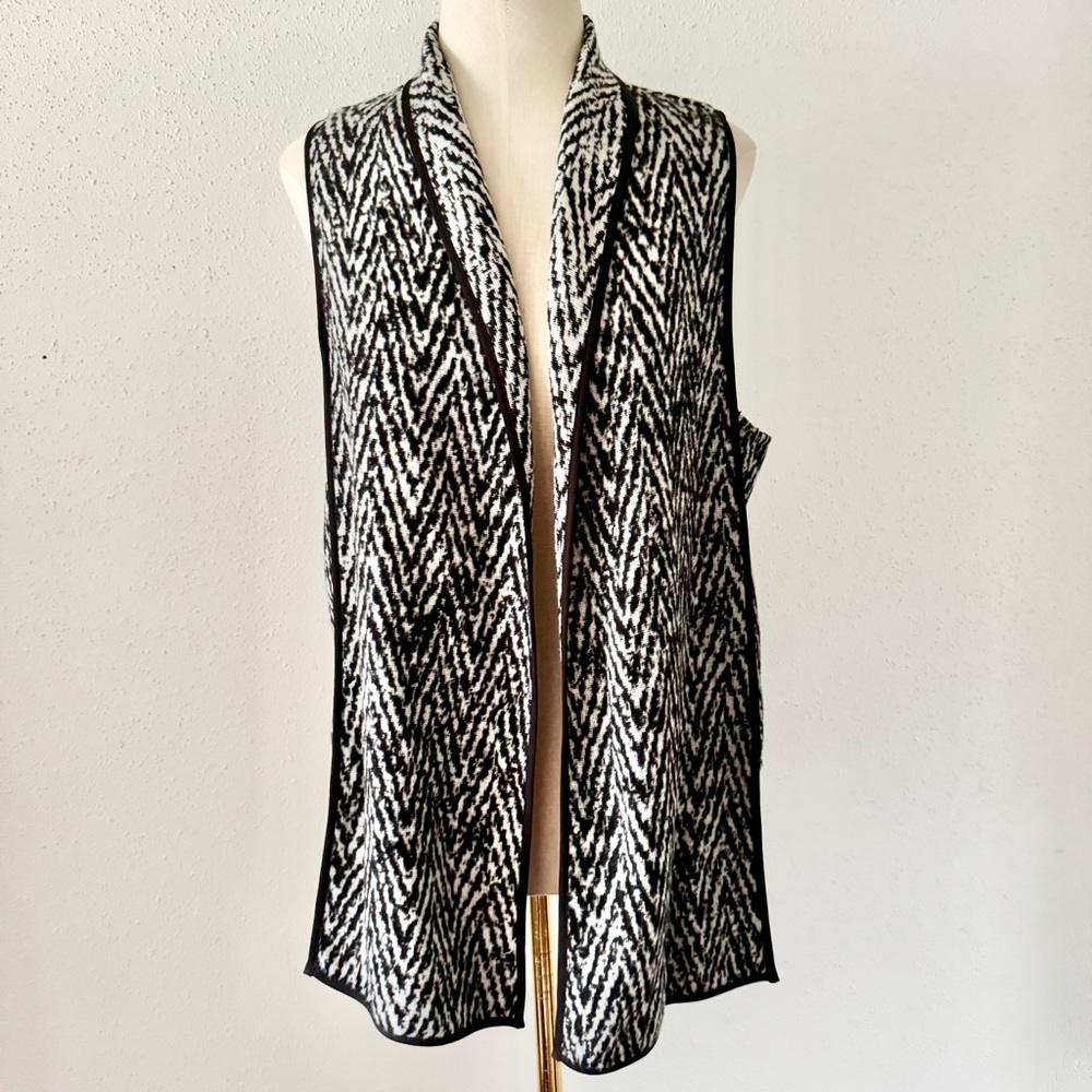 JOHN MARK Sleeveless Drape Collar Front Open Vest Flannel Women's Size Medium M